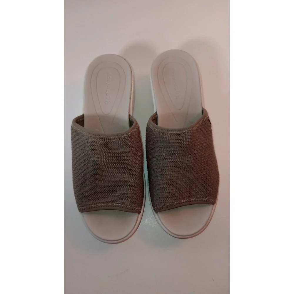 Easy Spirit Pennysue Women Air Cushion Knit Sandals Beige Slip On Slides 8M